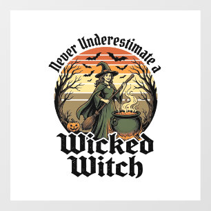 ヴィンテージ風の魔法使いのプリントのハロウィンTシャツデザイン ウィンドウサイン