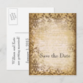 ヴィンテージ風の「Save the Date」ポストカード 案内ポストカード (正面/裏面)