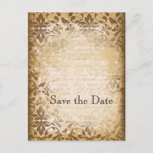 ヴィンテージ風の「Save the Date」ポストカード 案内ポストカード (正面)