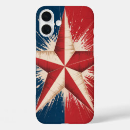 ヴィンテージ風アメリカーナフラグスマホケース 星柄 ダスト加工 iPhone 16 PLUSケース