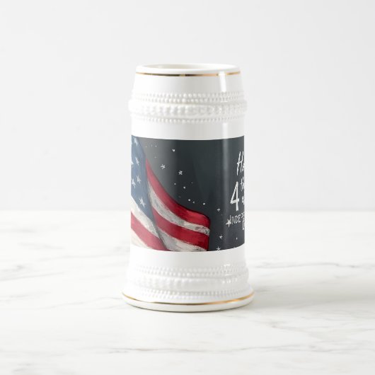 ヴィンテージ風アメリカ国旗イラストデザイン ビールジョッキ (中央)