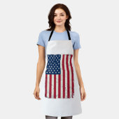 ヴィンテージ風アメリカ国旗ベクターTシャツデザイン エプロン (着用した状態)