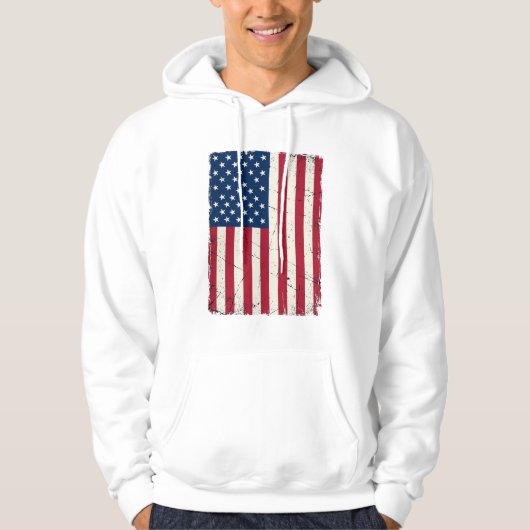 ヴィンテージ風アメリカ国旗ベクターTシャツデザイン パーカ (正面)