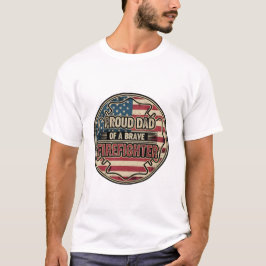 ヴィンテージ風アメリカ国旗消防士パパTシャツ Tシャツ
