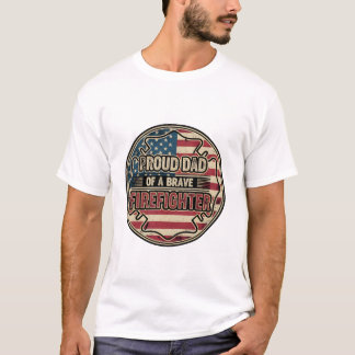 ヴィンテージ風アメリカ国旗消防士パパTシャツ Tシャツ