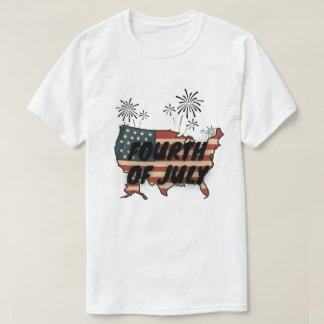 ヴィンテージ風アメリカ独立記念日USA地図デザイン Tシャツ