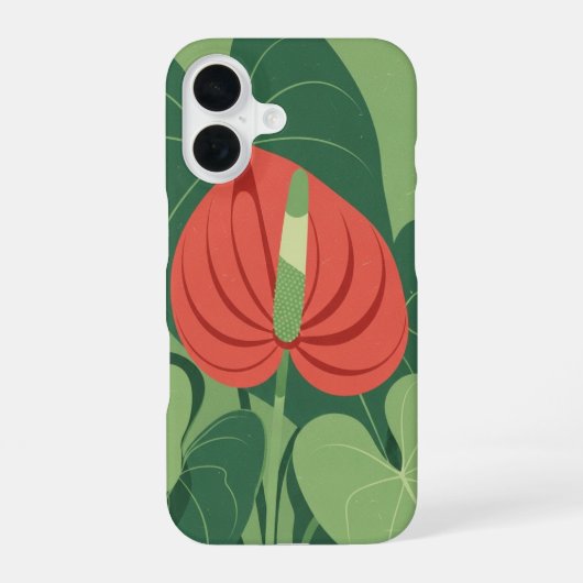 ヴィンテージ風アンスリウム iPhone 16ケース (裏面)