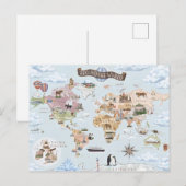 ヴィンテージ風イラスト世界地図 シーズンポストカード (正面/裏面)