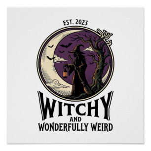 ヴィンテージ風ウィッチTシャツ スプーキーな月 ハロウィンアート ポスター