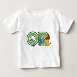 ヴィンテージ風オズの魔法使いキャラクターと文字 ベビーTシャツ