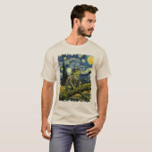 ヴィンテージ風カエル ゴッホ風 星月夜 グラフィック Tシャツ (正面フル)