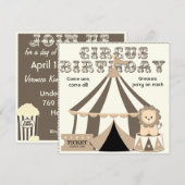 ヴィンテージ風カスタムサーカス誕生日招待状 招待状 (正面/裏面)