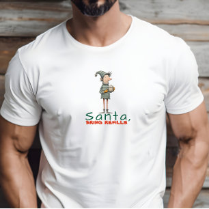ヴィンテージ風カートゥーンのエルフが皮肉な願い事をするデザイン Tシャツ