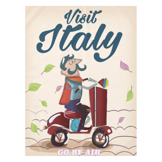 ヴィンテージ風カートゥーン イタリア 旅行 ポストカード テーブルクロス (正面)