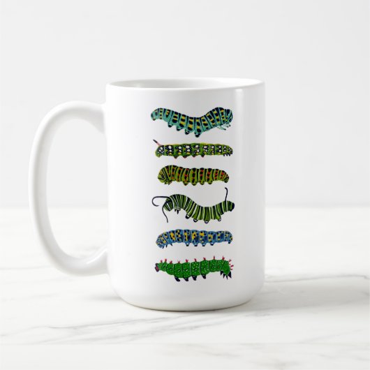 ヴィンテージ風キャタピラーイラストマグ コーヒーマグカップ (左)