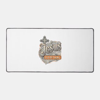 ヴィンテージ風キリスト教のタイポグラフィ デザイン Jesus Everything デスクマット