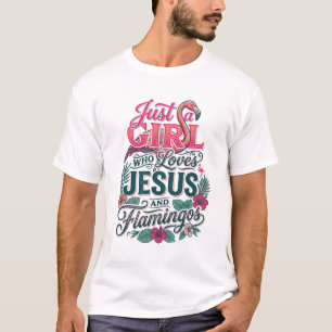 ヴィンテージ風クリスチャン+フラミンゴ+ガール Tシャツ