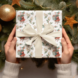 ヴィンテージ風クリスマスモグラッピングペーパー ラッピングペーパー