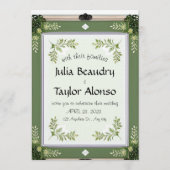 ヴィンテージ風グリーンフラワーボーダーの招待状 招待状 (正面)