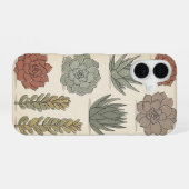ヴィンテージ風スタイリッシュ多肉植物 iPhone 16ケース (裏面横)