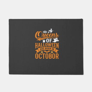 ヴィンテージ風タイポグラフィ 10月生まれのハロウィーンクイーン ドアマット