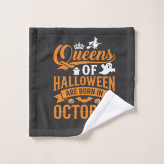 ヴィンテージ風タイポグラフィ 10月生まれのハロウィーンクイーン バスタオルセット
