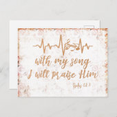 ヴィンテージ風ダメージ加工された詩篇ソング聖書の詩 ポストカード (正面/裏面)