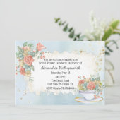 ヴィンテージ風ダメージ加工の花柄ウェディングシャワー招待状 招待状 (スタンド正面)