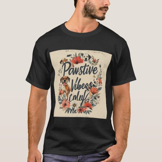 ヴィンテージ風ドッグママスローガン - ポジティブな雰囲気 Tシャツ (正面)