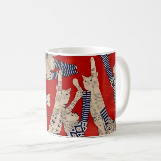 ヴィンテージ風ネコ柄マグカップ コーヒーマグカップ (正面右)