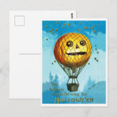 ヴィンテージ風ハロウィンの熱気球が空高く舞い上がる ポストカード (正面/裏面)