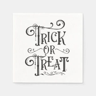 ヴィンテージ風ハロウィン タイポグラフィ「Trick or Treat」 スタンダードカクテルナプキン