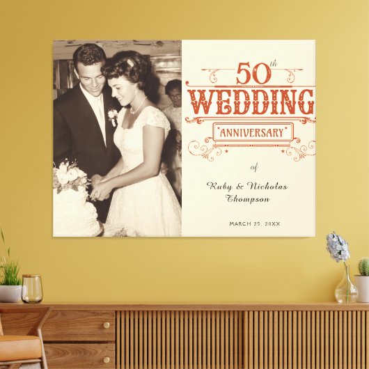 ヴィンテージ風フォト 50回目の結婚記念日 キャンバスプリント (インサイチュ (リビング))