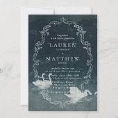 ヴィンテージ風フレームの白鳥の湖の結婚式招待状 招待状 (正面)