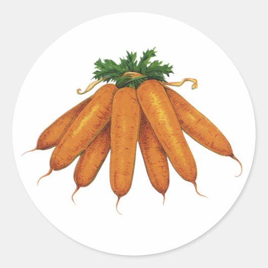 ヴィンテージ風フード, 有機ニンジン野菜の束 ラウンドシール (正面)
