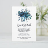 ヴィンテージ風ブルーの花柄 ウェディングゲスト詳細 エンクロージャーカード (スタンド正面)