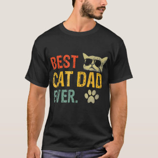 ヴィンテージ風ベストな猫のパパ Tシャツ
