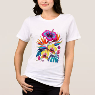 ヴィンテージ風ボタニカル柄全面プリントTシャツ トライブレンドTシャツ