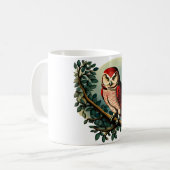 ヴィンテージ風マンガフクロウイラストレーション コーヒーマグカップ (正面左)