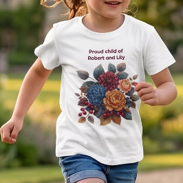 ヴィンテージ風リッチフラワープリント子供用Tシャツ 誇り高き子 Tシャツ