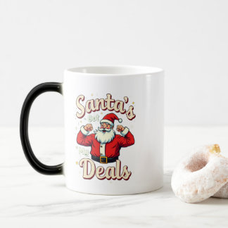 ヴィンテージ風レトロな面白いサンタの筋肉ポーズ クリスマスのお買い得品 モーフィングマグカップ