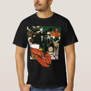 ヴィンテージ風ロブスターとシャンパン; 高級パーティー Tシャツ