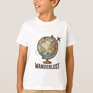 ヴィンテージ風ワールドグローブ飛行機旅行 Tシャツ