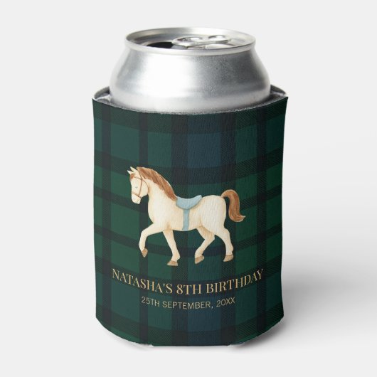 ヴィンテージ風乗馬の誕生日お祝い 缶クーラー (缶正面)