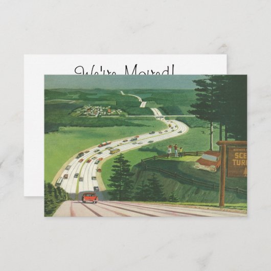 ヴィンテージ風光明媚なアメリカの高速道路の住所の変更 招待状 (正面/裏面)