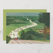 ヴィンテージ風光明媚なアメリカの高速道路、車の道路の旅 (正面/裏面)