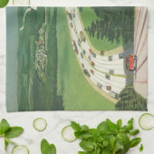 ヴィンテージ風光明媚なアメリカの高速道路、車の道路の旅 キッチンタオル (折り畳み)