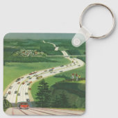 ヴィンテージ風光明媚なアメリカの高速道路、車の道路の旅 キーホルダー (裏面)