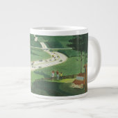 ヴィンテージ風光明媚なアメリカの高速道路、車の道路の旅 ジャンボコーヒーマグカップ (正面右)