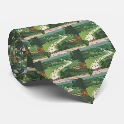 ヴィンテージ風光明媚なアメリカの高速道路、車の道路の旅 ネクタイ (ロール)